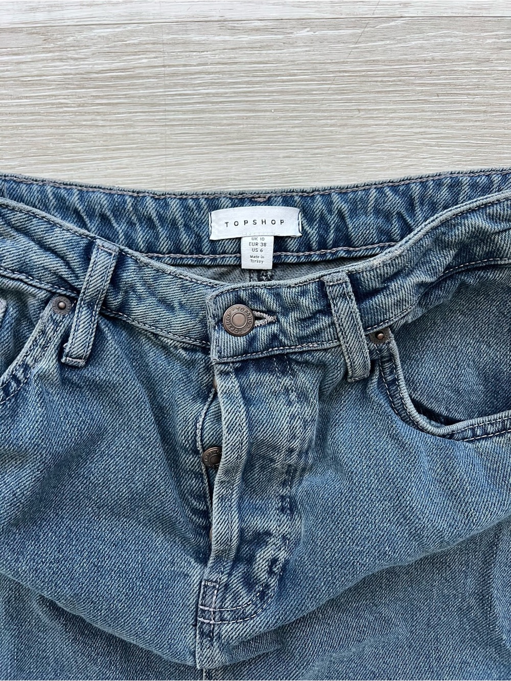 Topshop Dark Wash Denim Midi Skirt Size 6 - Picture 2 of 4